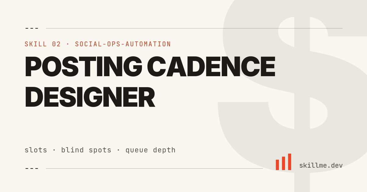 Posting Cadence Designer — Social Ops Automation hero card